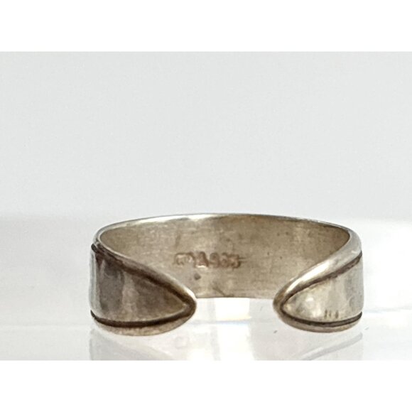 HOPE Carved Sterling Silver Adjustable Open Shank 925 Unisex Vintage Ring - sz 4 - Picture 4 of 15